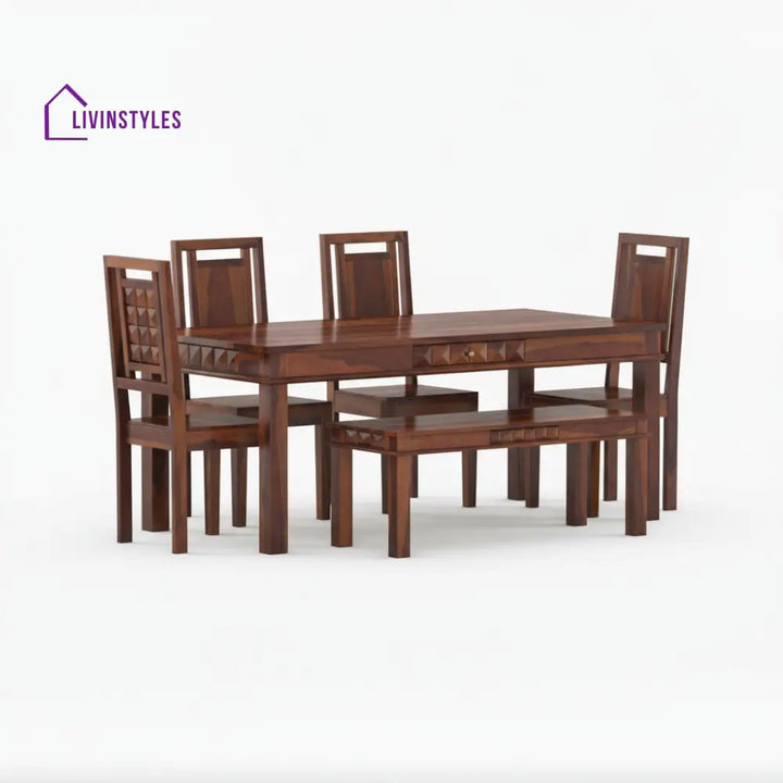 Cristina Sheesham Wood Dining Table Set WALNUT / 2 SEATER / WITHOUT