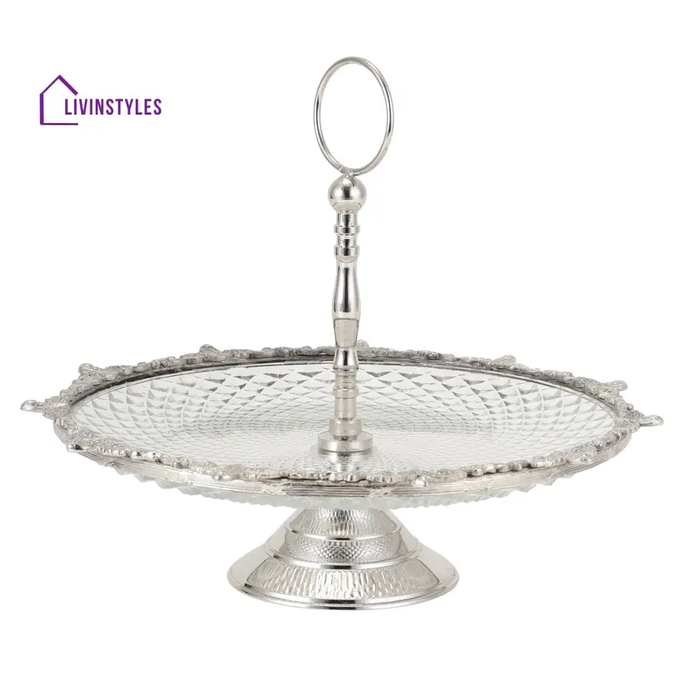 Crystal Spike Cake Stand In Silver Cake Stand