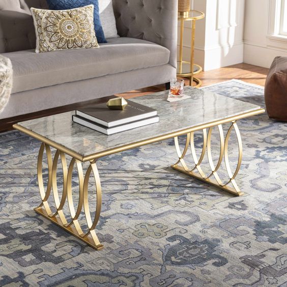Isha Coffee Table With Golden Legs