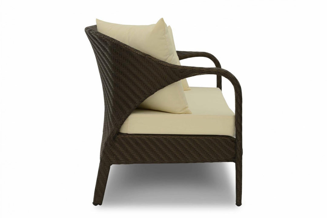 Kanva Outdoor 2 Seater Sofa (Dark Brown +Beige)