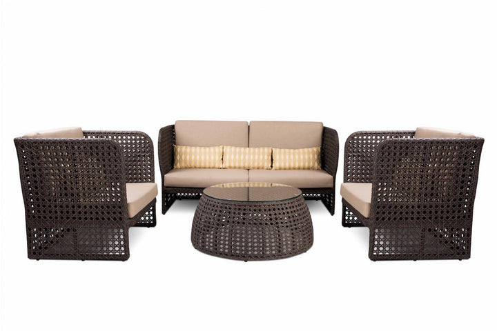 Lombardi Outdoor Sofa Set 2 Seater , 2 Single seater and 1 Center Table (Brown)