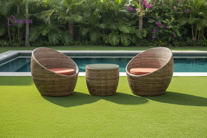 Cub Outdoor Patio Seating Set 2 Chairs and 1 Table Set (Arabica) - Coffee Table Sets
