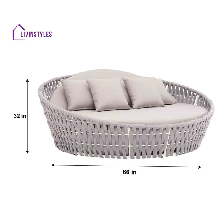Cuba Outdoor Poolside Sunbed With Cushion Daybed (Light Grey) Braided & Rope - Sunbed