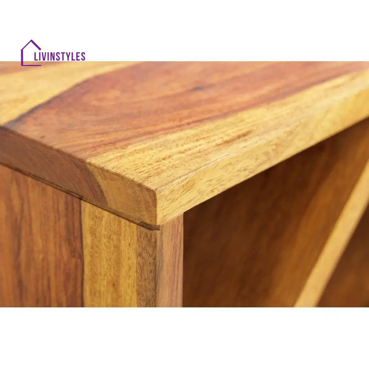 Cube End Table Solid Wood (Wine Rack Honey Finish)