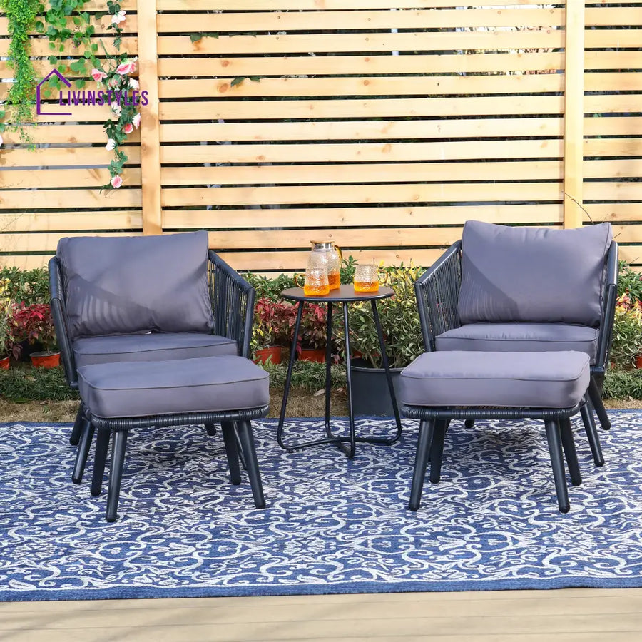 Culb Outdoor Patio Seating Set 2 Chairs and 1 Table Set (Black) - Coffee Table Sets