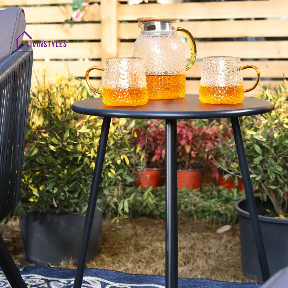 Culb Outdoor Patio Seating Set 2 Chairs and 1 Table Set (Black) - Coffee Table Sets