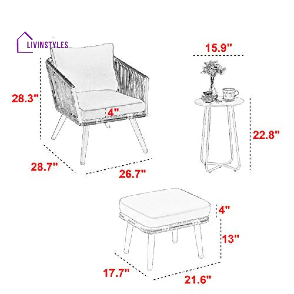Culb Outdoor Patio Seating Set 2 Chairs and 1 Table Set (Black) - Coffee Table Sets