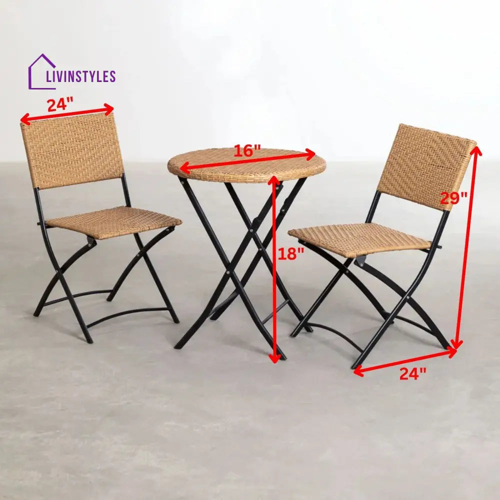 Curro Cara Outdoor Patio Seating Set 2 Chairs and 1 Table Set (Honey) - Coffee Table Sets
