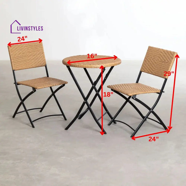 Curro Cara Outdoor Patio Seating Set 2 Chairs and 1 Table Set (Honey) - Coffee Table Sets