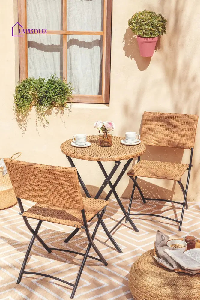 Curro Cara Outdoor Patio Seating Set 2 Chairs and 1 Table Set (Honey) - Coffee Table Sets