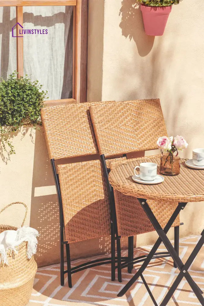 Curro Cara Outdoor Patio Seating Set 2 Chairs and 1 Table Set (Honey) - Coffee Table Sets