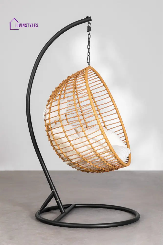 Custodia Single Seater Hanging Swing With Stand For Balcony Garden Swing (Honey) - Swings