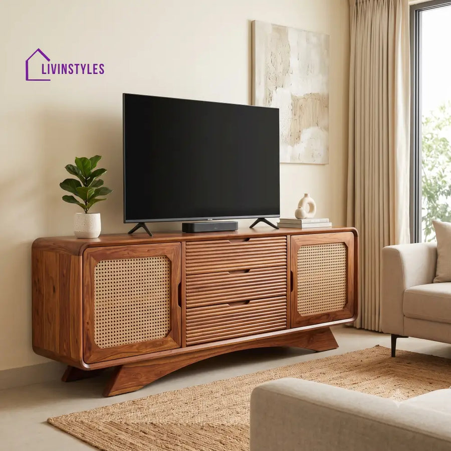 Cyriac Solid Sheesham Wood Tv Unit for Living Room | Tv Cabinet | Tv Console Unit
