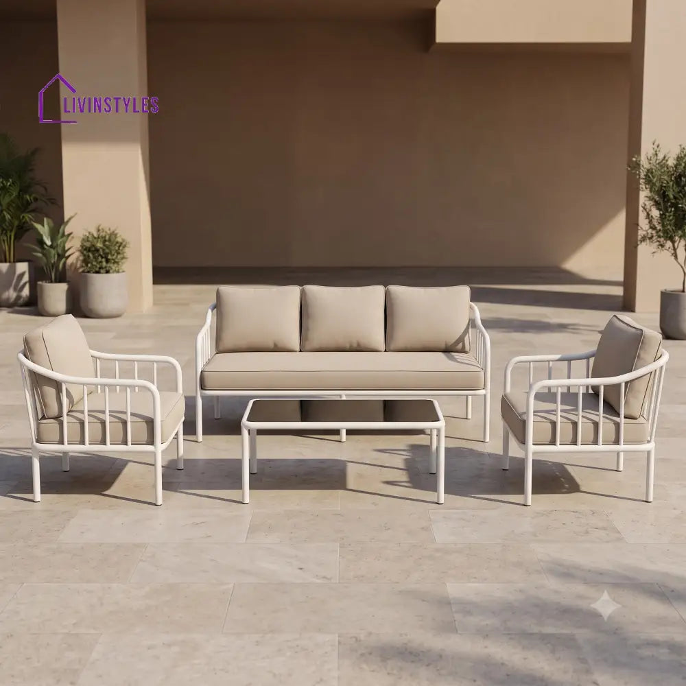 Cyrielle Rope Weave Outdoor Sofa Set with Two Chairs and Coffee Table