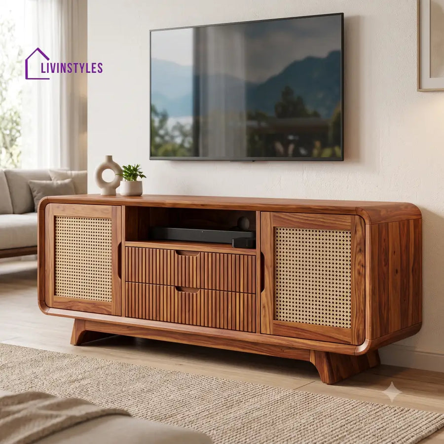Cyrielle Solid Sheesham Wood Tv Unit for Living Room | Tv Cabinet | Tv Console Unit