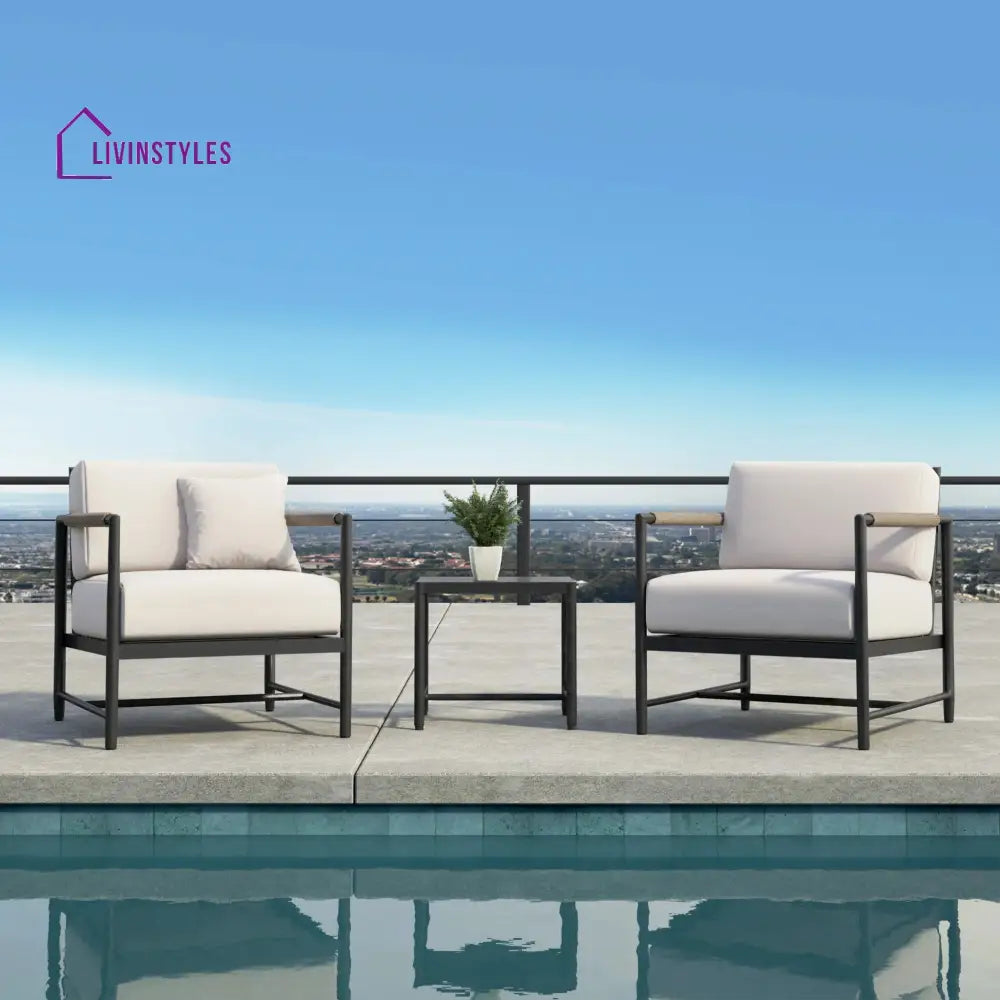 Cyst Outdoor Patio Seating Set 2 Chairs and 1 Table Set (Grey) Braided & Rope - Coffee Table Sets