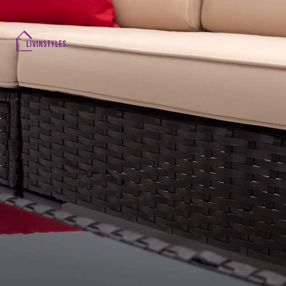 Cyzen Outdoor Sofa Set 5 Seater and 1 Center Table Set (Dark Brown) - Sofa Sets
