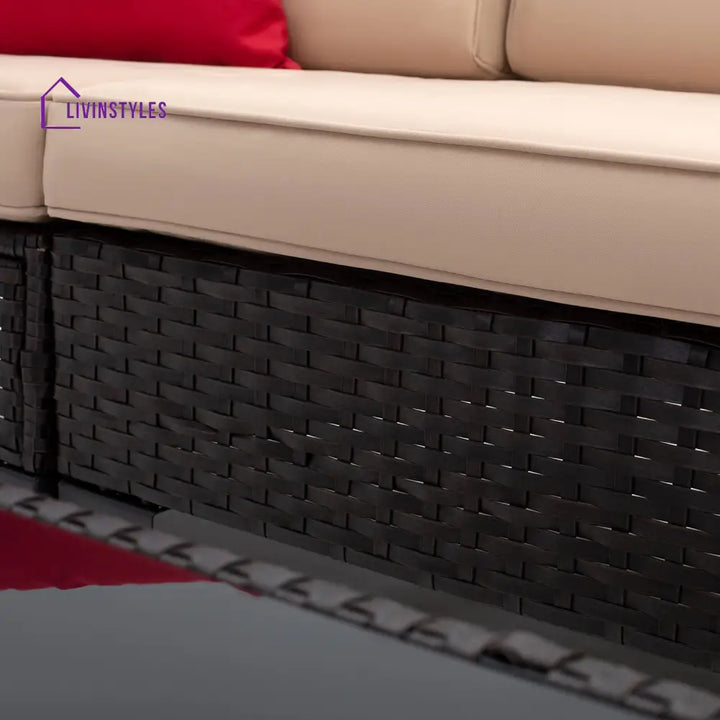 Cyzen Outdoor Sofa Set 5 Seater and 1 Center Table Set (Dark Brown) - Sofa Sets