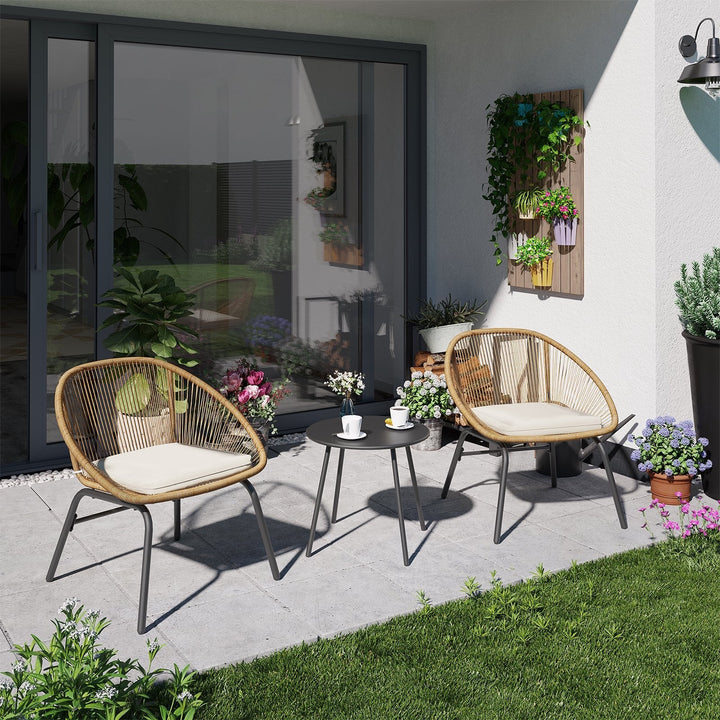 Pyros Outdoor Patio Seating Set 2 Chairs and 1 Table Set (Khaki)