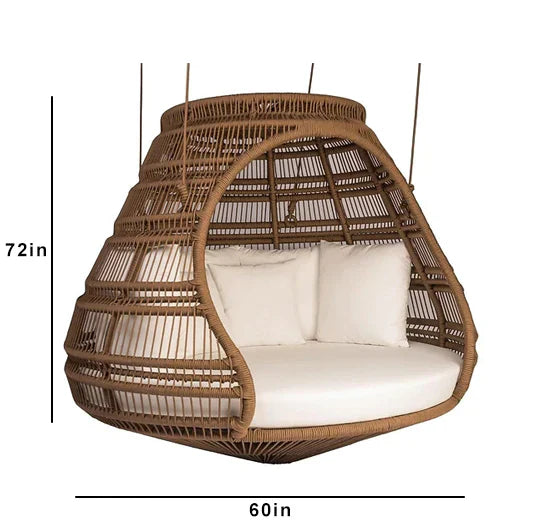 Symba Three Seater Hanging Swing Without Stand For Balcony , Garden Swing (Dark Brown )