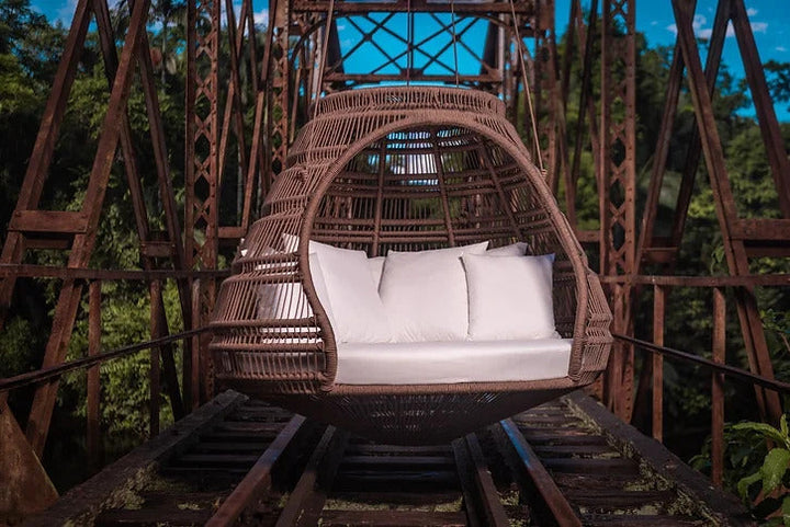 Symba Three Seater Hanging Swing Without Stand For Balcony , Garden Swing (Dark Brown )