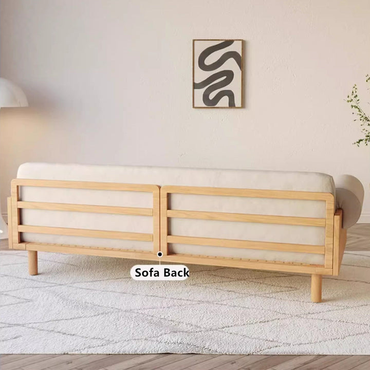 Japandi Solid Wood Recessed Arms Folding Sleeper Sofa Bed SOFA BED