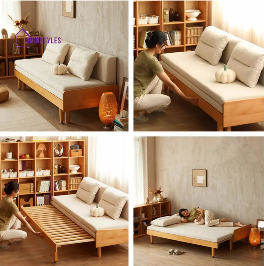 Japandi Pull Out Solid Beech Wood Day Bed DAY BED