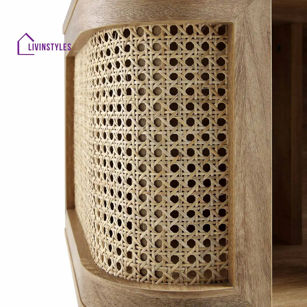 Izzy Curved Rattan Bedside Table Natural Bedside Table