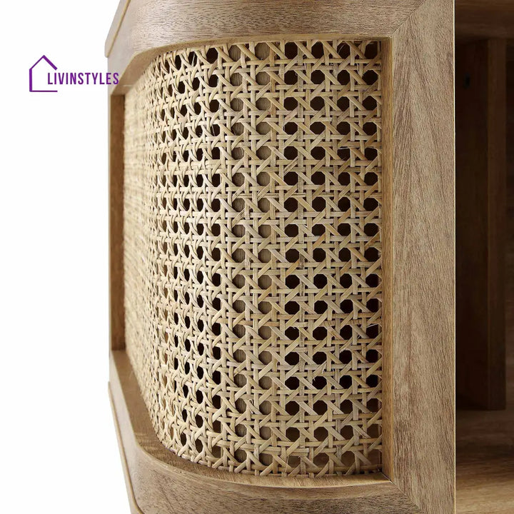 Izzy Curved Rattan Bedside Table Natural Bedside Table