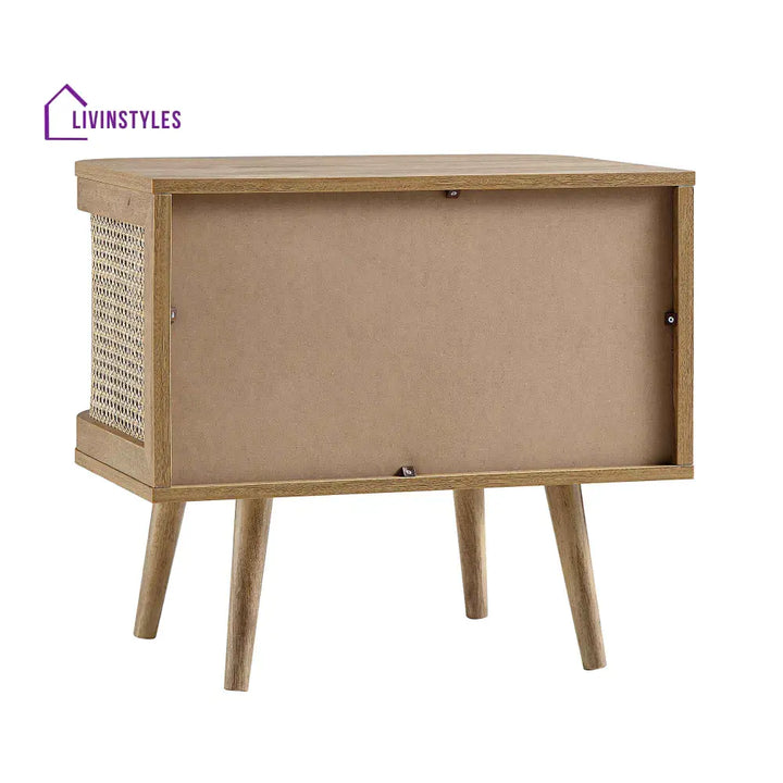 Izzy Curved Rattan Bedside Table Natural Bedside Table