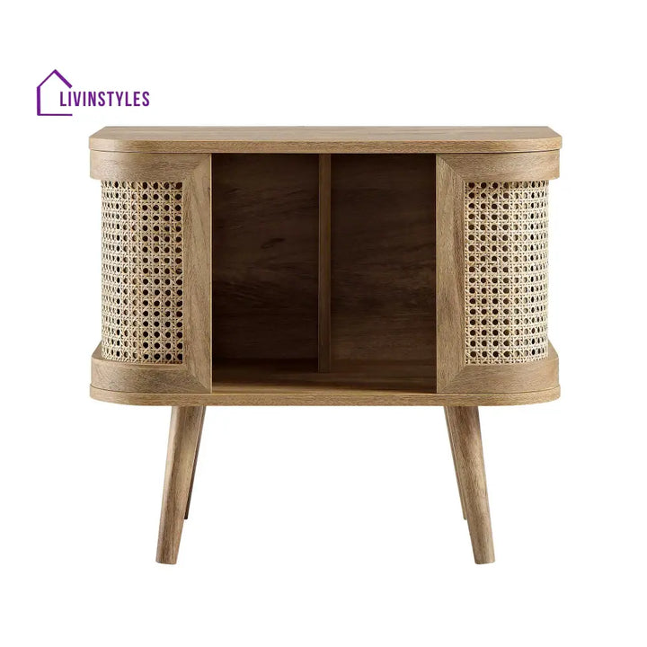 Izzy Curved Rattan Bedside Table Natural Bedside Table