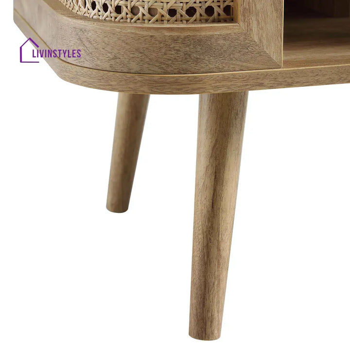 Izzy Curved Rattan Bedside Table Natural Bedside Table