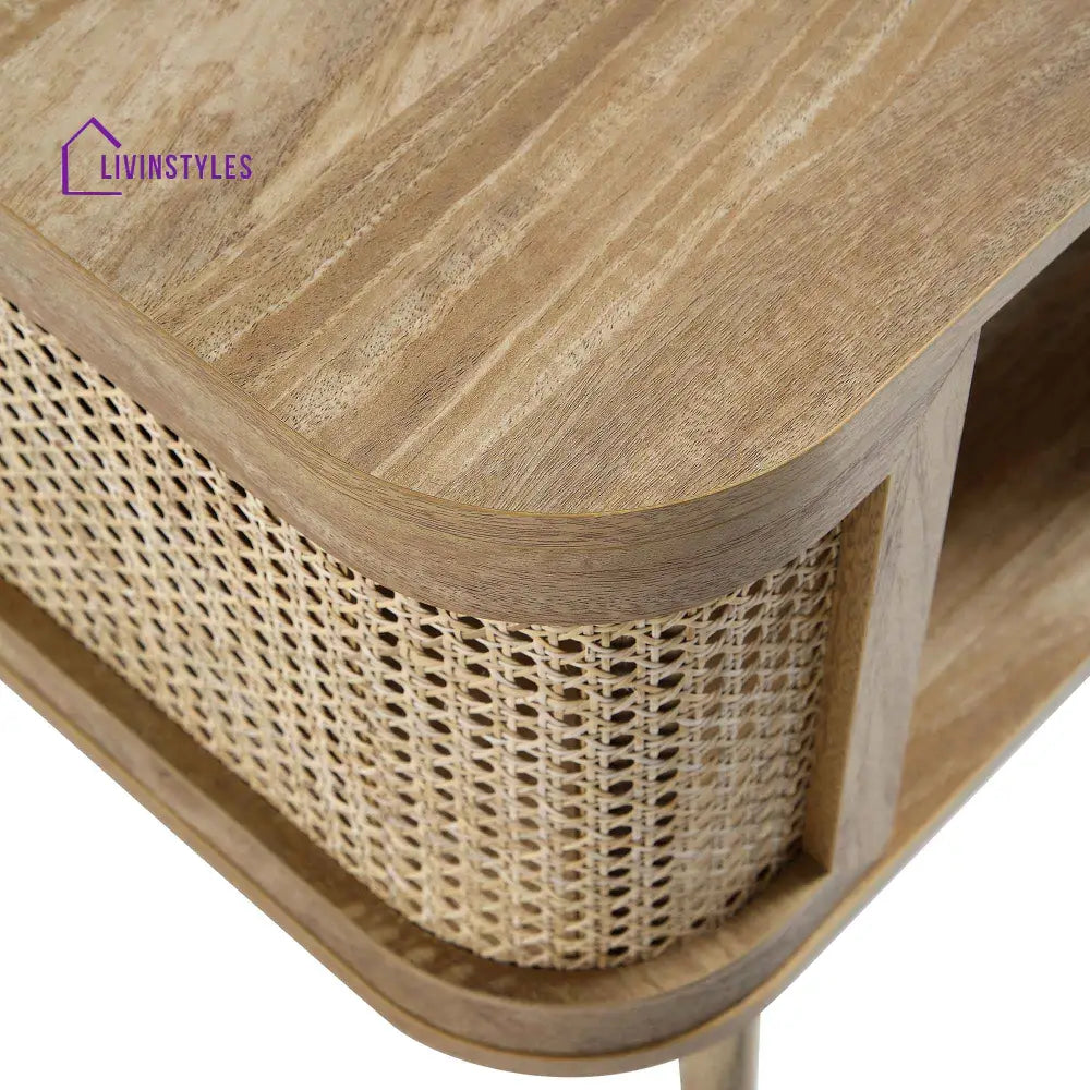 Izzy Curved Rattan Bedside Table Natural Bedside Table