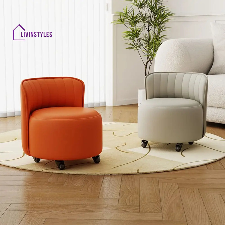 Daeva Living Room Ottoman | Faux Leather Fabric - With Wheels