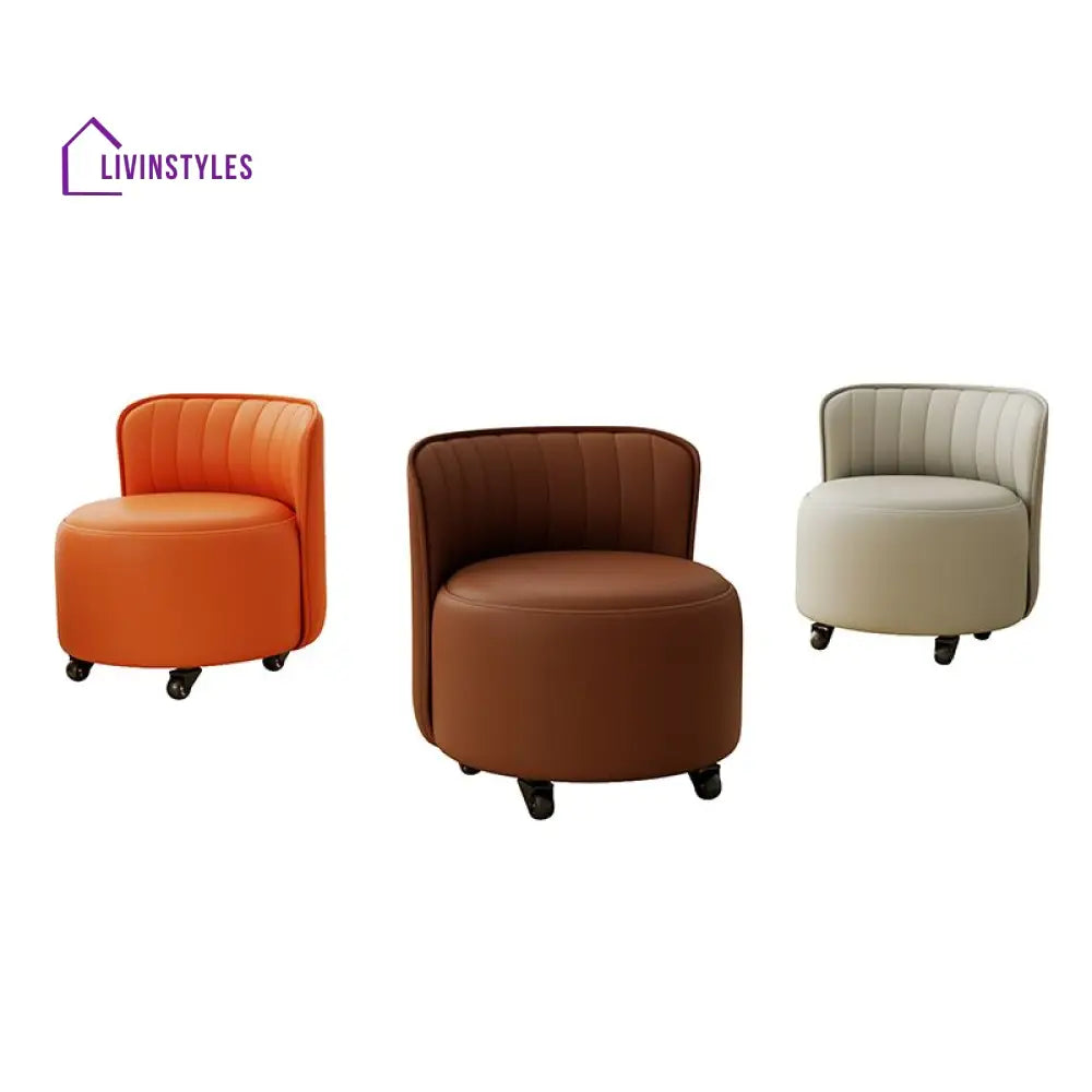 Daeva Living Room Ottoman | Faux Leather Fabric - With Wheels