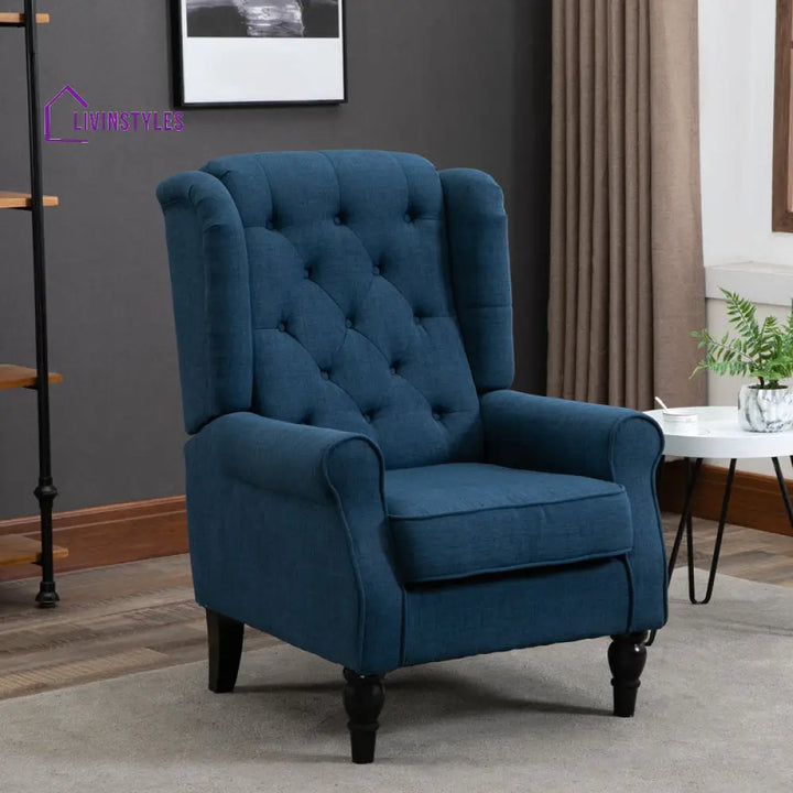 Daeva Solid Wood and Fabric Arm Chair | Living Room Chair | Lounge Chair