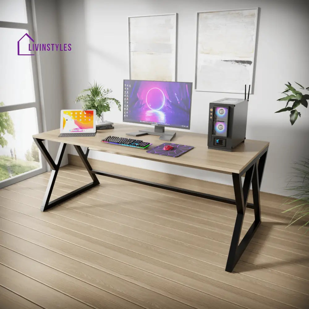 Daffodil Study Table | Computer Table | Study Table for Home - Beige / Large - Art & Drafting Tables