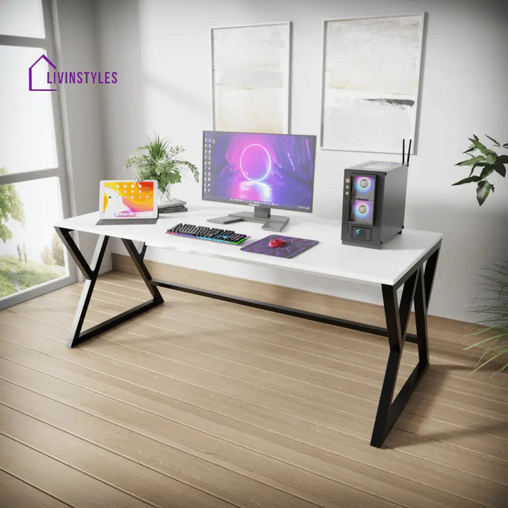 Daffodil Study Table | Computer Table | Study Table for Home - White / Medium - Art & Drafting Tables