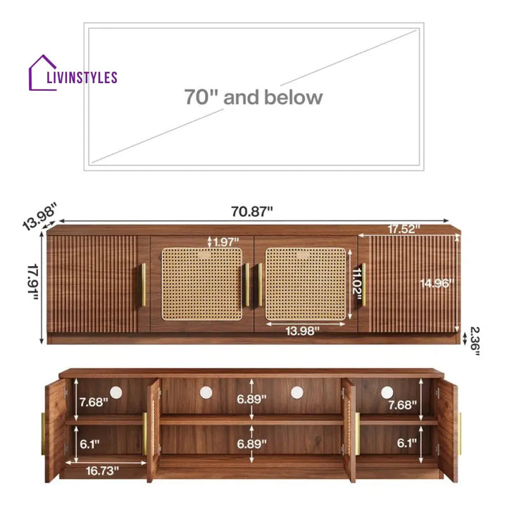 Dahlia Wooden Finish Tv Unit Stand for Living Room