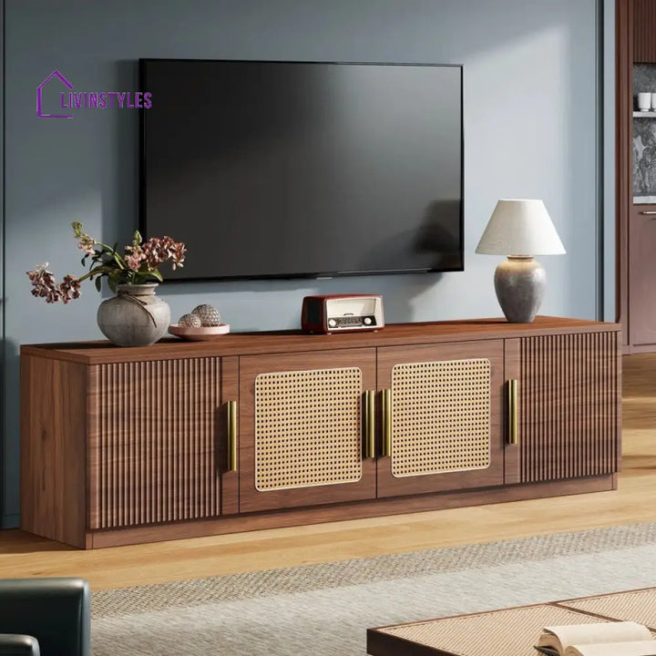Dahlia Wooden Finish Tv Unit Stand for Living Room