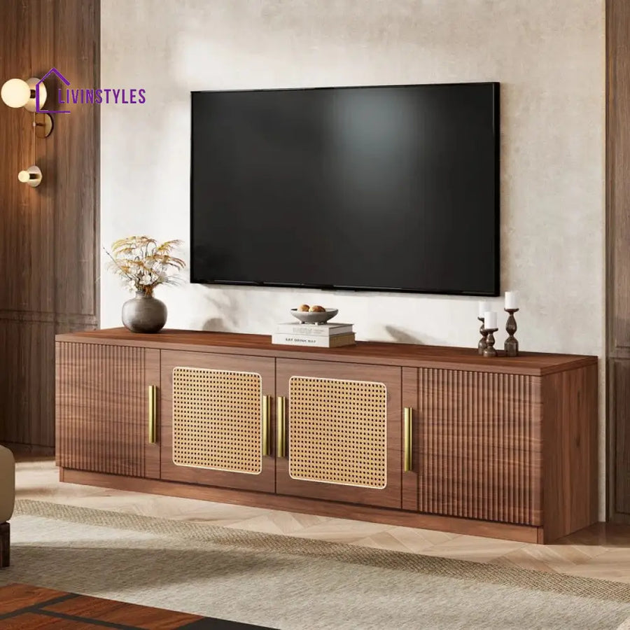 Dahlia Wooden Finish Tv Unit Stand for Living Room