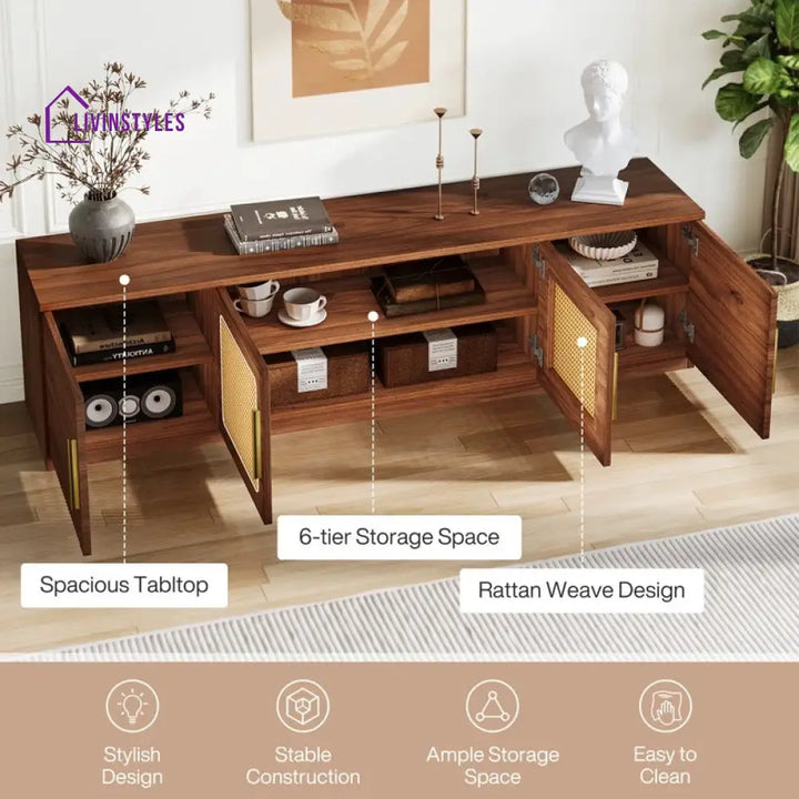 Dahlia Wooden Finish Tv Unit Stand for Living Room