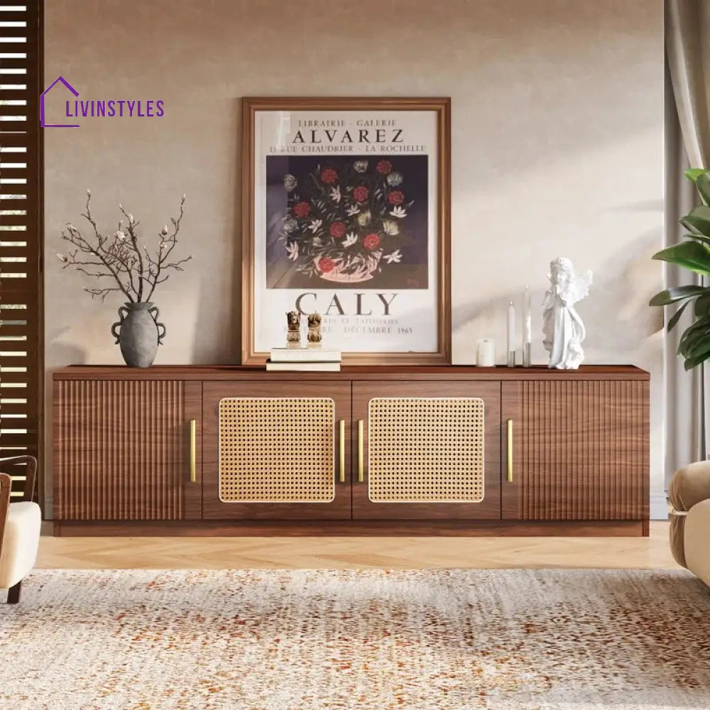 Dahlia Wooden Finish Tv Unit Stand for Living Room