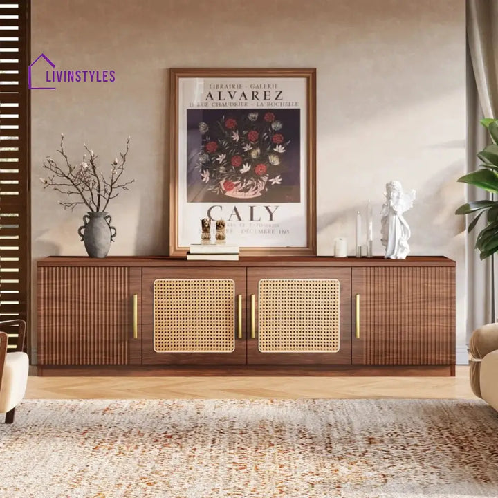 Dahlia Wooden Finish Tv Unit Stand for Living Room