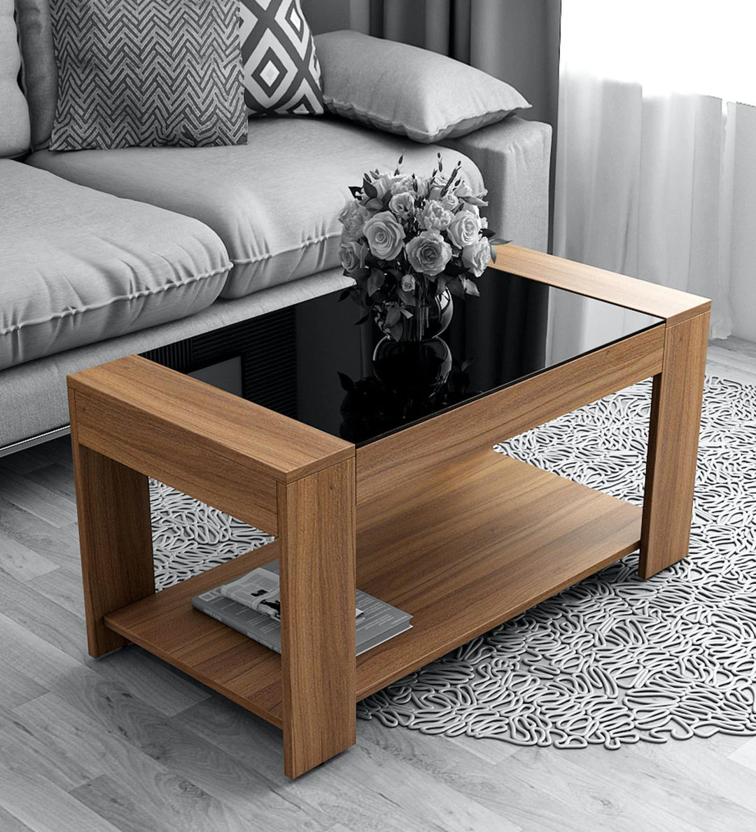 Omkarwood “LuxeEdge” Modern Coffee Table