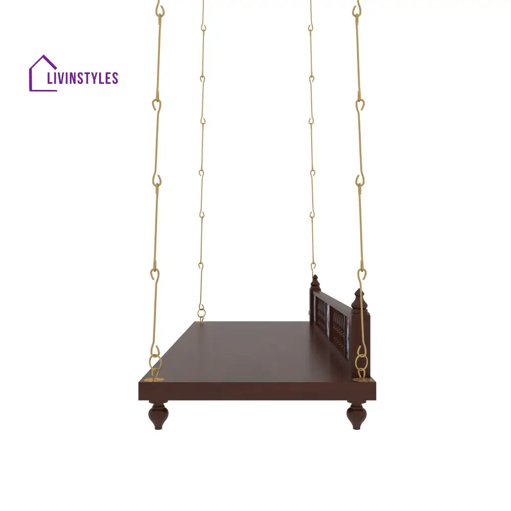 Daivi Elegant Wooden Jhula for Home | Handcrafted Indoor Swing with Brass Chains Swing