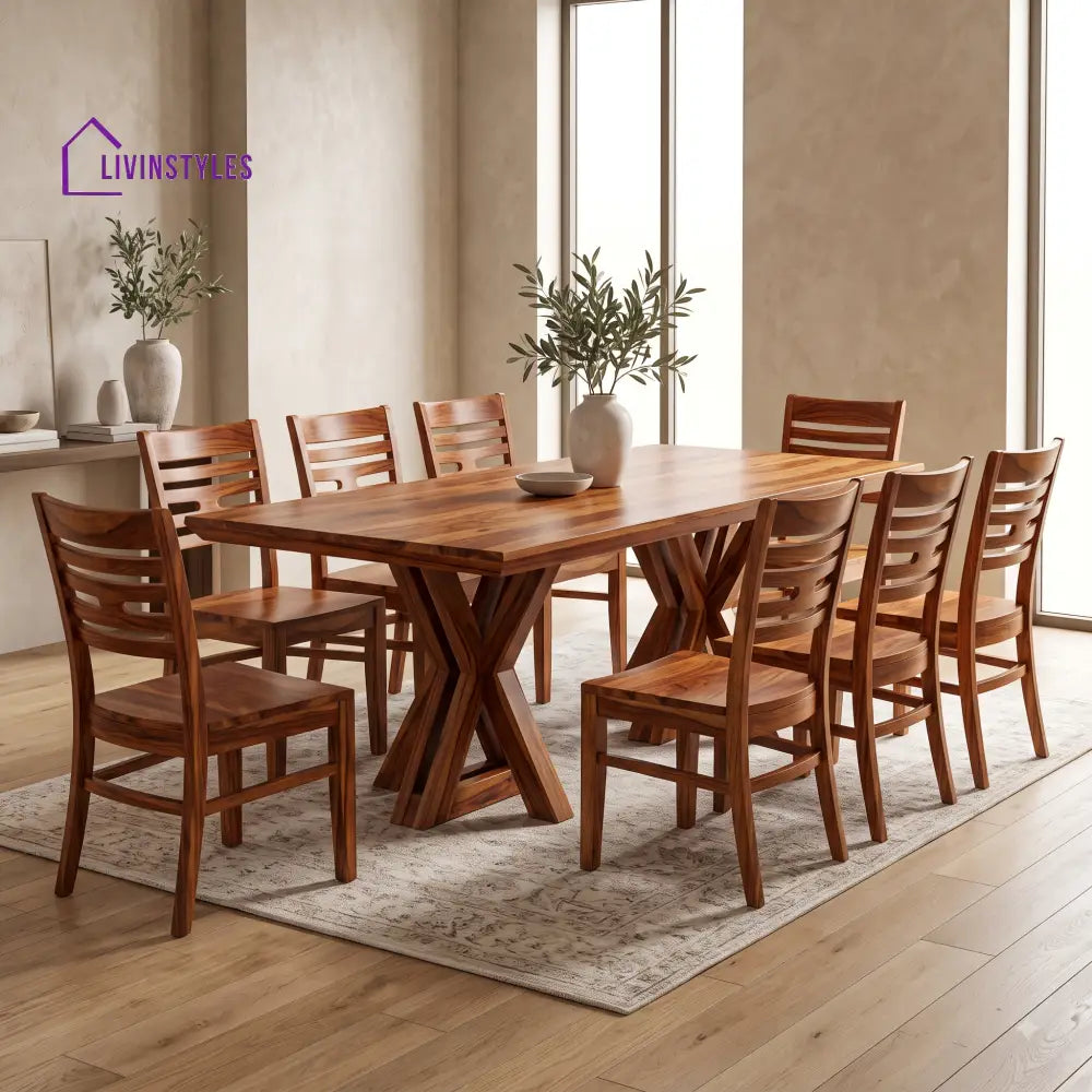 Daksh Premium Solid Wood 8 Seater Dining Table Set