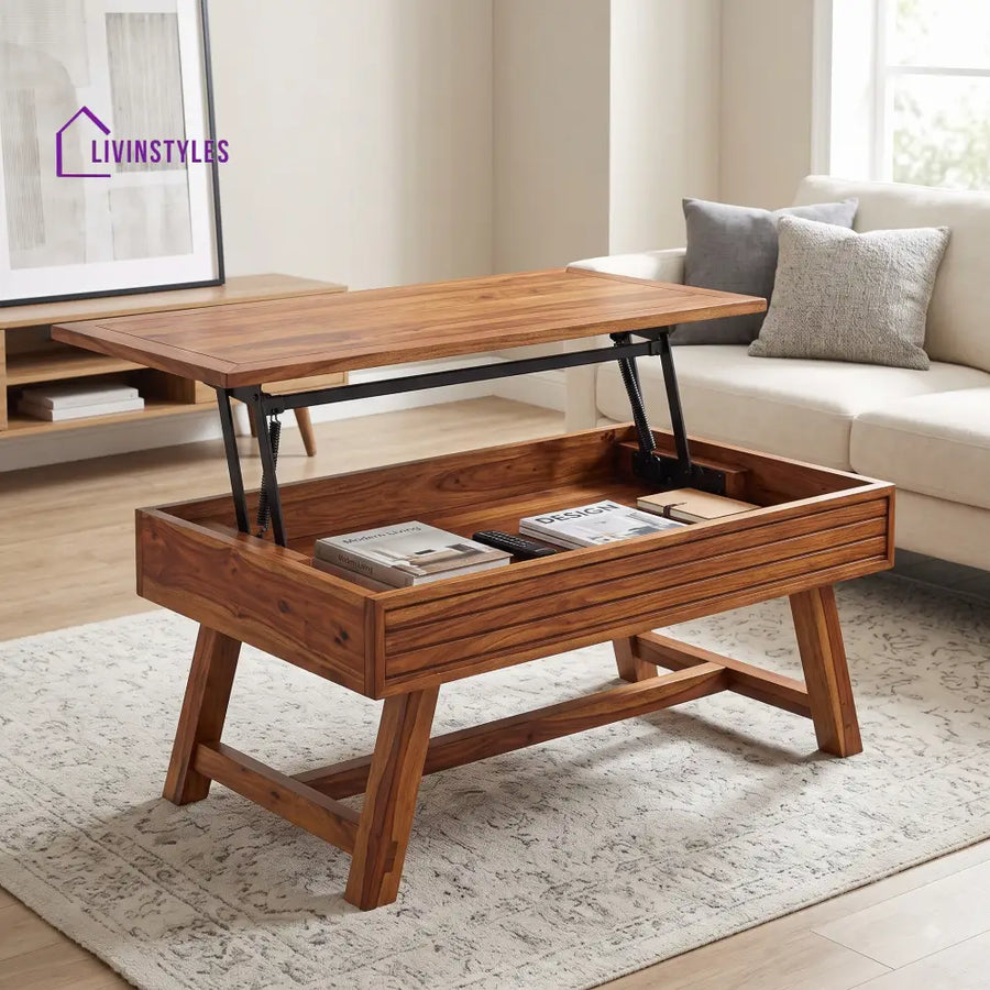 Dakshana Sheesham Wood Lift Top Coffee Table for Living Room