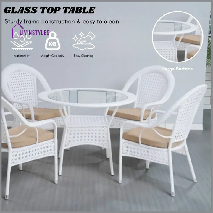 Dalal Outdoor All-Weather Resistant Rattan Wicker 5-Piece Dining Set - Dining Set