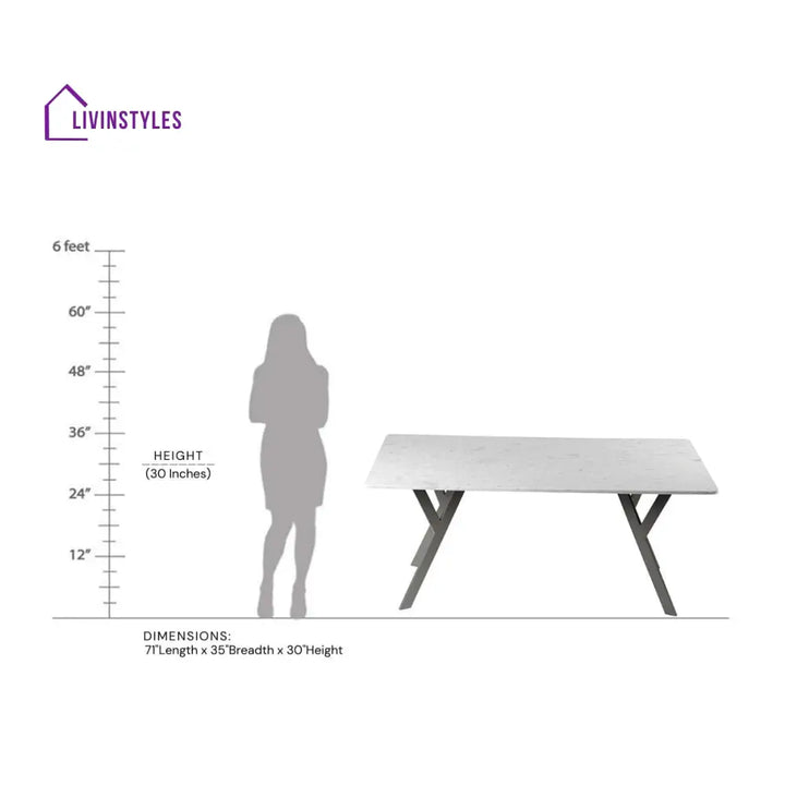 Dalen 6 Seater Marble Dining Table In Gold Finish
